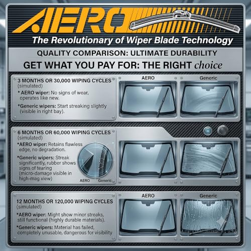 AERO Voyager 22" + 22" Windshield Wipers, Premium All-Season Automotive Replacement Wiper Blades with Extra Rubber Refills + 1-Year Warranty (Pack of 2)