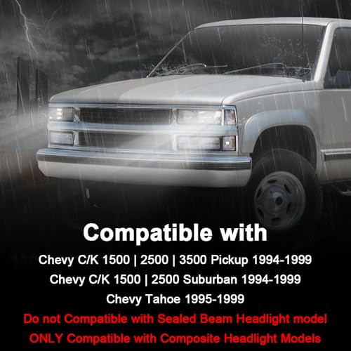 CNNELL Corner Signal Lights Side Marker Lamps Compatible with GMC 1994-1999 C1500 K1500 Yukon C2500 K2500 Suburban/1994-2000 C2500 C3500 K2500 K3500 4Pcs, Clear lens Chrome Housing Amber Reflector