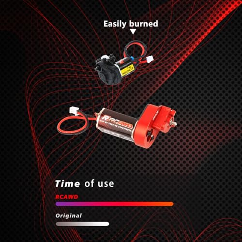 RCAWD 260% More Power 180 Motor 51T SCX24 Transmission Gearbox Set for Axial 1/24 SCX24 AX24 Series Upgrades Part Red