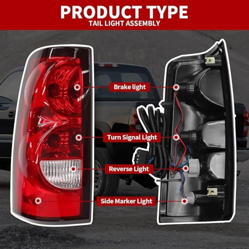 Nakkaa Pair Tail Lights W/Bulbs Compatible with 2003-2006 Silverado 1500 2500 3500HD Red Brake Lamps Left and Right GM2800174 GM2801174