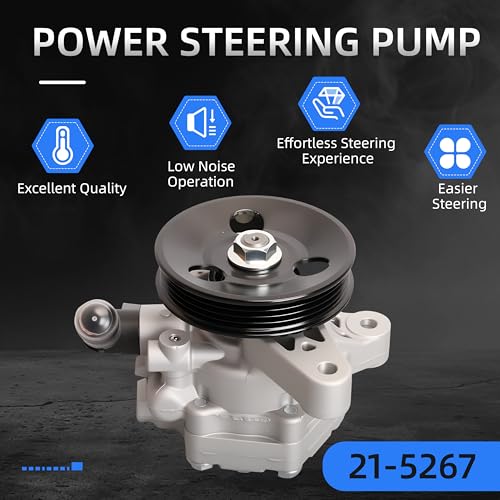 Loautong Power Steering Pump with Pulley, for Honda Civic L4 1.7L 2001 2002 2003 2004 2005, for Acura EL L4 1.7L 2001-2005, OE 21-5267 215267 56110PLA013 56110PLA023