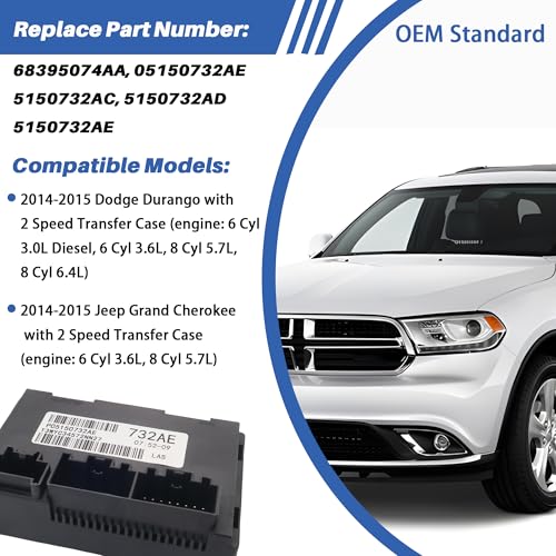 68395074AA Transfer Case Control Module Compatible with Dodge Durango/Grand Cherokee 2014 2015 with 2-Speed Replace 05150732AE 5150732AC 5150732AD 5150732AE