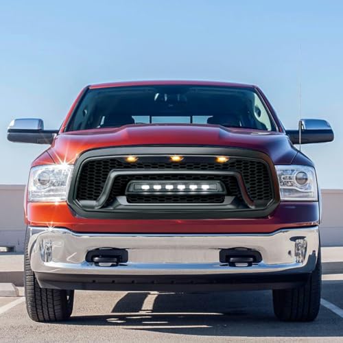 Allinoneparts Front Grille Compatible with 2013-2018 Dodge Ram 1500, 2019-2023 Ram 1500 Classic, Matte Black Bumper Grill w/Off-Road Lights