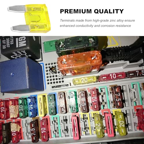 Rdxcv 25 PCS 20 Amp Mini Car Fuses, 20A Automotive Blade Fuse Replacement, Auto Fuse Kit for Car RV Truck Motorcycle SUV Boat