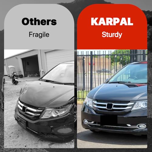 KARPAL Front Bumper Grille Lower Grill with Chrome Trim Compatible with 2014 2015 2016 2017 Honda Odyssey 75101TK8A22 Black