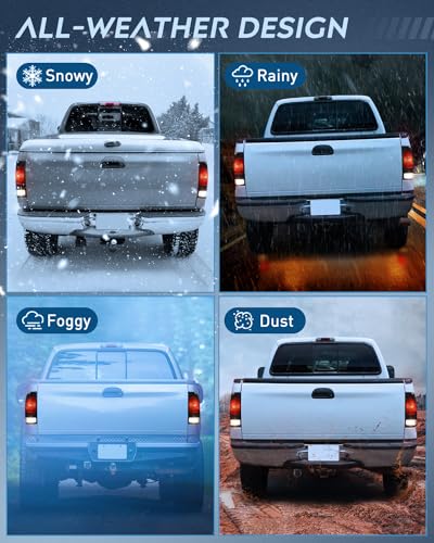 Nilight Taillight Assembly Compatible with 1997 1998 1999 2000 2001 2002 2003 2004 2005 2006 2007 Ford F150 Styleside F250 F350 F450 F550 Super Duty Smoke Rear Tail Light Lamp OE Style Pair