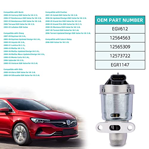 AULINK EGR Valve EGV612 (3.1 3.4 3.5L) 12564563 For Buick 2000-2007 Rendezvous Century Terraza,Chevy Equinox Malibu Impala Lumina Venture Monte Uplander,Pontiac Aztek Montana Grand Am Prix Torrent