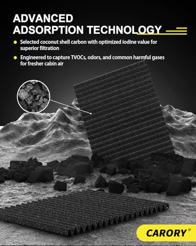 CARORY Cabin Air Filter w/Activated Carbon for Nissan Rogue 21-25, Altima 19-25, Kicks 17-25, Pathfinder 22-25, Sentra 20-25, Versa 20-25, Infiniti QX50 19-25, QX55 22-25, QX60 22-25, CF552