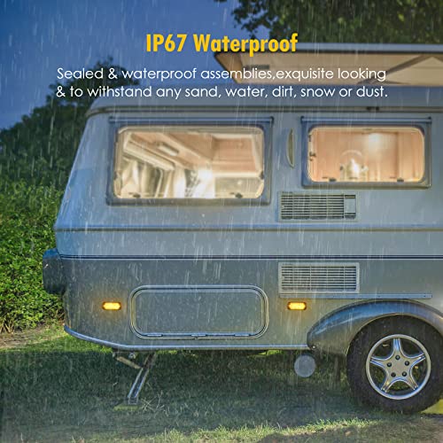 Partsam 2Pcs 4.4" Amber 24 LED Turn Signal Side Marker Lights [DOT Approved], IP67 Waterproof Amber Lens Aluminum Housing Surface Mount Marker Lights for Trailer Truck Tractor RV