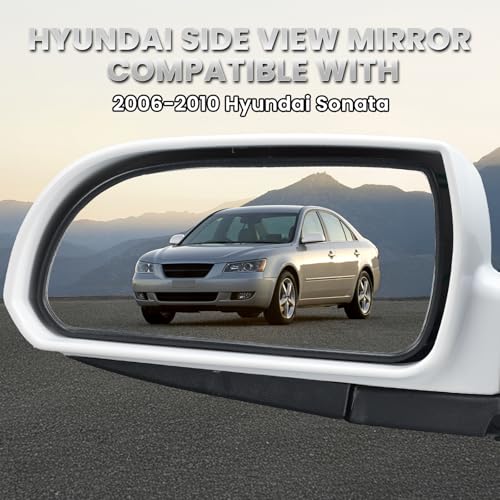Left Driver Side Mirror Compatible with Hyundai Sonata 2006 2007 2008 2009 2010 Power Glass Manual Folding Heated White (5 Pin) Replace HY1320149 | 87610-0A000