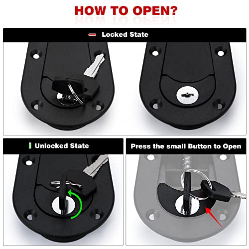 Hypertune Universal Racing Car Flush Hood Latch & Pin Kit - Engine Bonnet Lock Kit - Flush Mounted Hood Pins - Black
