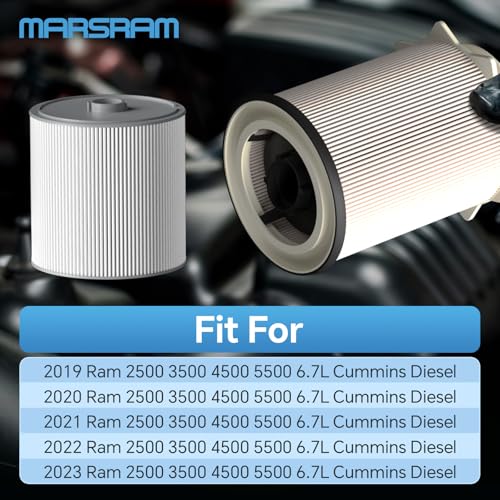Marsram 6.7 Cummins Fuel Filter Water Separator Set fits for 2019 2020 2021 2022 2023 2024 Dodge Ram 2500 3500 4500 5500 6.7L Cummins Diesel Turbo Engines, Replace 68157291AA 68436631AA