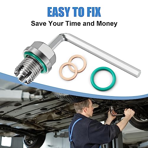 M14.1-1.5 x 15mm Oversize Piggyback Oil Drain Plug, Stainless Steel Self Tapping Oil Pan Thread Repair Kit