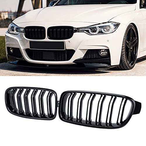 DEKEWEI F30 Grill, Double Slats Gloss Black Kidney Grille,ABS Plastic,2pcs