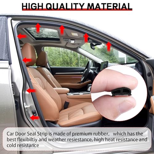 Car Door Seal Strip, 39.3 Feet Long Self Adhesive Auto Rubber Door Weather Stripping Draft Seal Strip with Double Hole, Auto Weather Stripping Edge Protector for Car Window and Door, Engine Cover