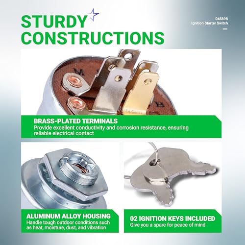 BlueStars 045898 Ignition Starter Switch 2 Keys - Compatible with Hustler Exmark Lazer Z Super Z Mini Z Hydro Walk Behind Mini - Replaces Husqvarna 532158913 Toro 1-543070 Bobcat 128010 AYP 158913