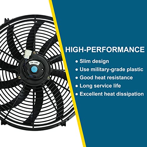 16" inch Universal Slim Fan Push Pull Electric Radiator Cooling 12V Mount Kit