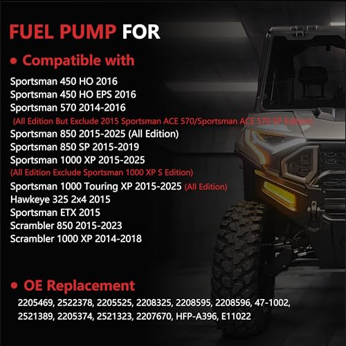 Effoexparts Fuel Pump Assembly for Polaris 850 1000 XP/EPS 2015-2025, Sportsman 330 450 550 850 1000 XP/H.0/HD/SP/EPS 2014-2025, Hawkeye 325 2x4 2015 Replace OE# 2205469 2207670