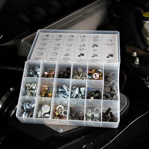 ABN Oil Drain Plug 76pc Assortment – SAE & Metric Drain Plugs & Washer Gasket Set Compatible with Jeep GM Ford Toyota