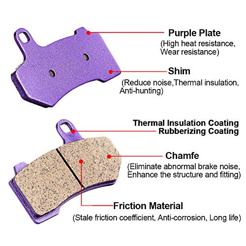 ECCPP Brake Pads for FLHTCU Ultra Classic Electra Glide 2008-2022, FLHR Road King FLHX Street Glide 2008-2022, Front and Rear Braking Pads Kits Set