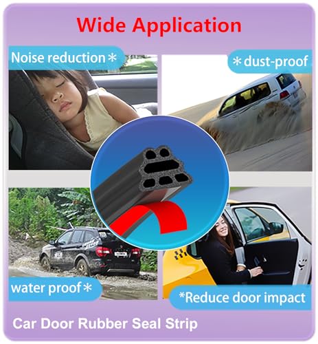 SOZATO Car Door Seal Strip 3-Layer Pyramid Self Adhesive Rubber 32.8 Ft