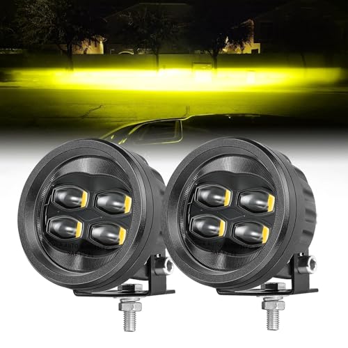 SAE Yellow Fog Lights, ACEC SHOP 2PCS 80W 3.5 Inch Round LED Fog Light Bars DOT Approved Street Legal Amber Pods Off Road Driving Light for Truck Pickup Wrangler Tacoma Tundra F150 UTV SUV Motorcycle