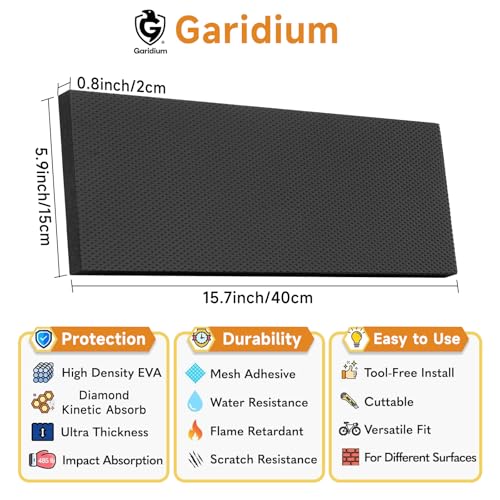 Garidium Garage Wall Protector - Heavy Duty Self-Adhesive Foam Bumpers for Car Door Dings, Furniture & Bike Scratches | Tool-Free Installation, Extreme Durability (2)