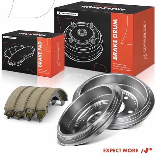 A-Premium Rear Brake Drums and Shoes Set Compatible with Honda Civic 2006-2015 L4 1.8L 6-PC Set