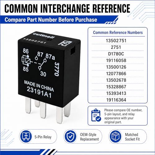 Cuttnell 6-Pack 13502751 Relay 12VDC 35A 5-Pin Relay