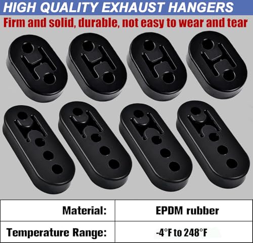 CAROTUPY Heavy Duty Rubber Exhaust Hanger Rod Set, 7.6" Long 3/8"Rod 90° + 10" Long Straight Muffler Hanger + 2 Hole 4 Hole Rubber EPDM Bushing Exhaust Rubber Hanger for Automotive (16Pcs)