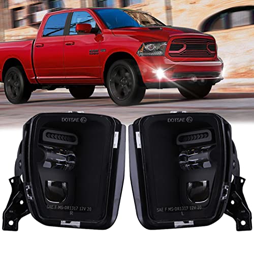 Z-OFFROAD New Version LED Fog Lights Compatible with Dodge Ram 1500 2013 2014 2015 2016 2017 2018 Bumper Driving Fog Lamps Replacement – 1 Pair Black