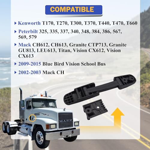 2PCS Heavy Duty Hood Latch Kit LH/RH for Kenworth T170, T270, T330, T370, T660 / Peterbilt 325, 335, 337, 340, 348, 384, 386, 567, 569, 579 / Mack CH/Blue Bird 315-5502&315-5503