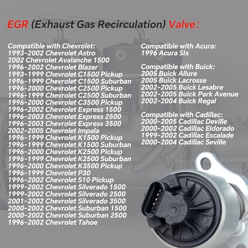 Yongtoparts EGV589 EGR Valve Compatible with Chevrolet Astro Suburban Express C1500/K1500 Pickup, GMC Savana Sierra Yukon, Cadillac Escalade, Buick Isuzu Oldsmobile Pontiac Replace OE EGR1273 EG10026