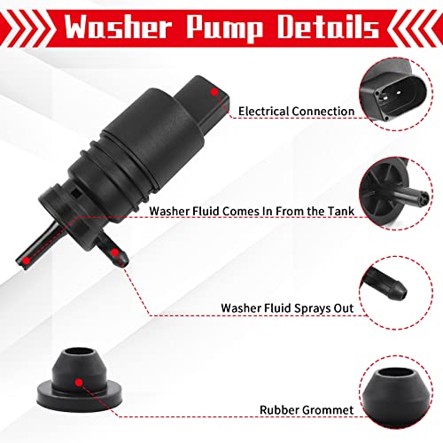 OTUAYAUTO Windshield Washer Pump Replacement for BMW E46/E39/E36 M3 M5 X3 X5 Z3 Z4 Z8, Ram 1500 2013-2017 Chevrolet, Audi Replaces OEM 67128362154, 67128377612, 21323-232316B