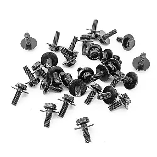 71315-122382A 30x M6 Bolts, 1.0 x 17mm Loose Washer Hex Head SEMS Body Bolts, Transmission Pan Bolts, Oil Pan Bolts with 18mm Washer, Replaces OEM 11508930, M6 Screws for Toyota, Subaru, Dodge & More