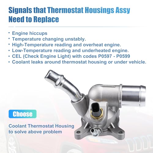 uxcell Engine Coolant Thermostat Housing Water Inlet Assembly for Chrysler 200 for Dodge Dart for Jeep Cherokee 2.4L No.5047772AB/5047263AB Integrated Thermostat Housing Assembly W/Sensor