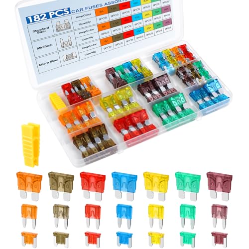 182PCS Car Fuses Assortment Kit, Professional Blade Fuses Automotive