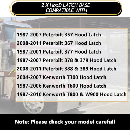 2 Pack For Peterbilt Kenworth Hood Latch Base Compatible With Peterbilt 357 367 377 378 379 388 389 & Kenworth T300 T600 T800 W900 Replace Part L56-0001 315-5401 HLK1035 2312857 2313857
