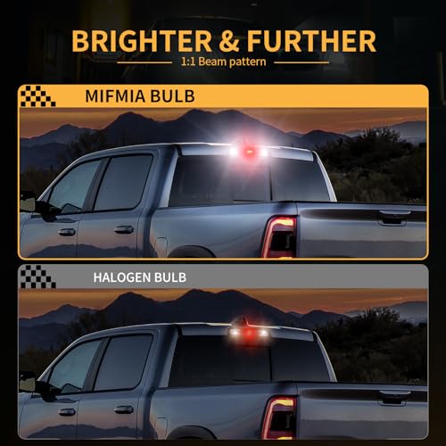 MIFMIA 912 921 LED Bulbs for Cargo Light High Mount Stop 3rd Brake Light Combo White/Red, High Power 27-SMD Chipsets 400% Brighter T15 906 904 W16W (Upgraded, Pack of 4)