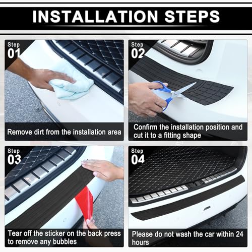 SINGARO Car Rear Bumper Protector, 42inch x3.4inch Car/SUV Universal Rubber Anti-Scratch Trunk Exterior Accessories