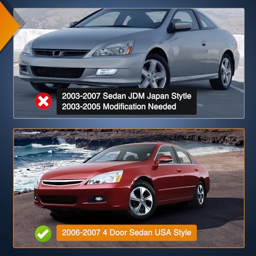 Nilight Fog Lights Assembly Compatible with 2006 2007 Honda Accord Sedan 4 Door w/H11 12V 55W Bulbs Clear Lens Driver and Passenger Side