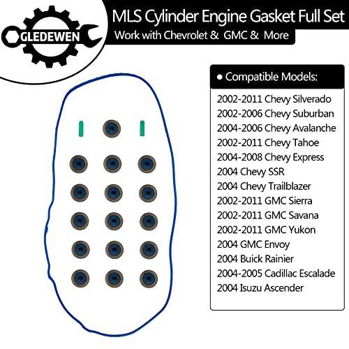 Head Gasket Set 4.8 5.3 L V8, Fit for 2002-2011 Chevy Silverado Tahoe