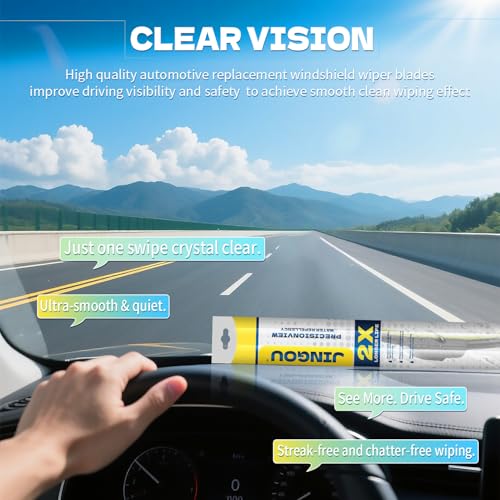 JINGOU 26''+19'' Front Windshield Wiper Blades Compatible with 2008-2017 Honda Accord/2010-2015 Toyota Prius OEM QUALITY Premium All-Season Automotive Replacement Wipers (Pack of 2)