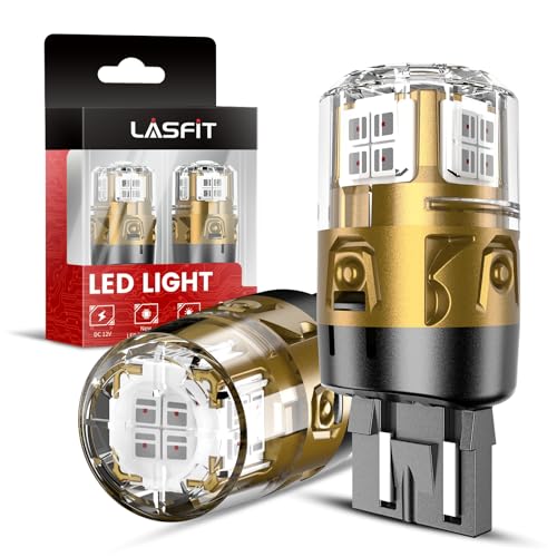 LASFIT 7443 LED Brake Tail Light Bulb, Super Bright 7444NA 7443R 7444 7440 7440A for Stop Parking Lights, W21W WY21W 992, Not for Trucks, Red (2pcs)