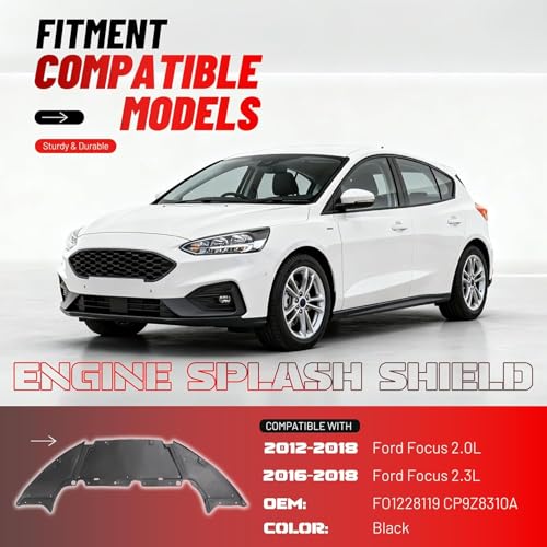 ALMULOO Front Lower Engine Splash Shield Compatible with 2012 2013 2014 Ford Focus SE/SEL/Titanium 4-Door S/Hatchback/Sedan 2015-2018 Ford Focus Electric Replacement for FO1228119 Under Cover Guard