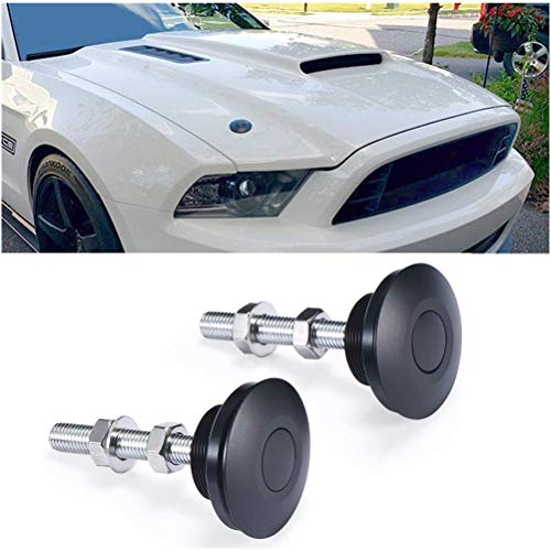 STETION Quick Latch Hood Pins Universal 2 Pack 2.44" Diameter Quick Release Latch Push Button Quick Release Hood Bonnet Pins Lock Clip Kit (2 Pack-Black)
