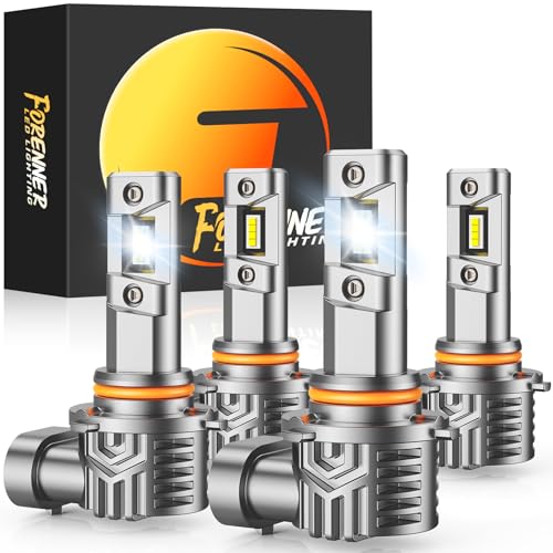 FORENNER 9005 9006 Light Bulbs Combo, 1000% Super Bright, 9005/HB3 9006/HB4 Lights Bulb, 10 Years Long Lifespan, 1:1 Mini Size, IP68 Waterproof, Non-Polar Plug and Play, Pack of 4