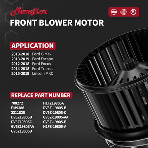 Marsflex Front Blower Motor for 2012-2019 Ford CMax Escape Focus Transit