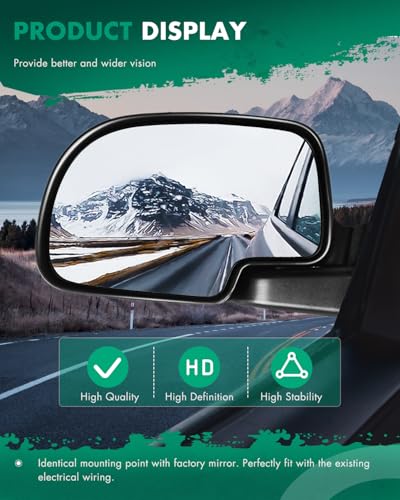 SCITOO Side View Mirrors fit 1999-2006 For Chevy Silverado Suburban Tahoe For GMC Sierra Yukon Manual Adjusted Folding Side Mirrors (1999-2000 New Body Style 2007 Classic) GM1320230, GM1321230