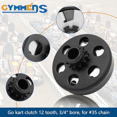 GYMMEDS Go Kart Clutch 3/4" Bore 12 Tooth with #35 Chain, Centrifugal Clutch for Predator 212, Honda GC GX Engines and Most 2-6.5HP Small Engines performance Parts for MiniBike, Go Kart, Lawnmower.